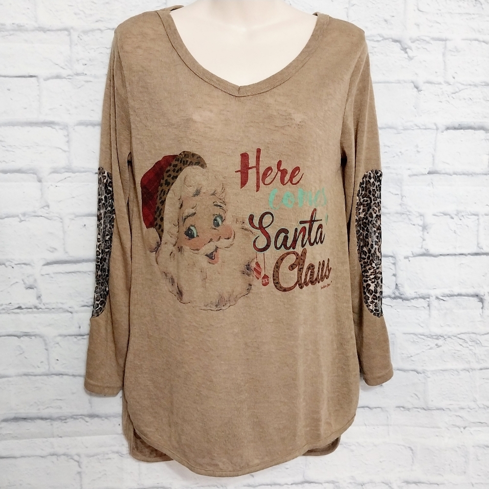 🔵BOGO FREE🔵 Southern Grace Top Christmas Santa Holiday Long Sleeve Sz S